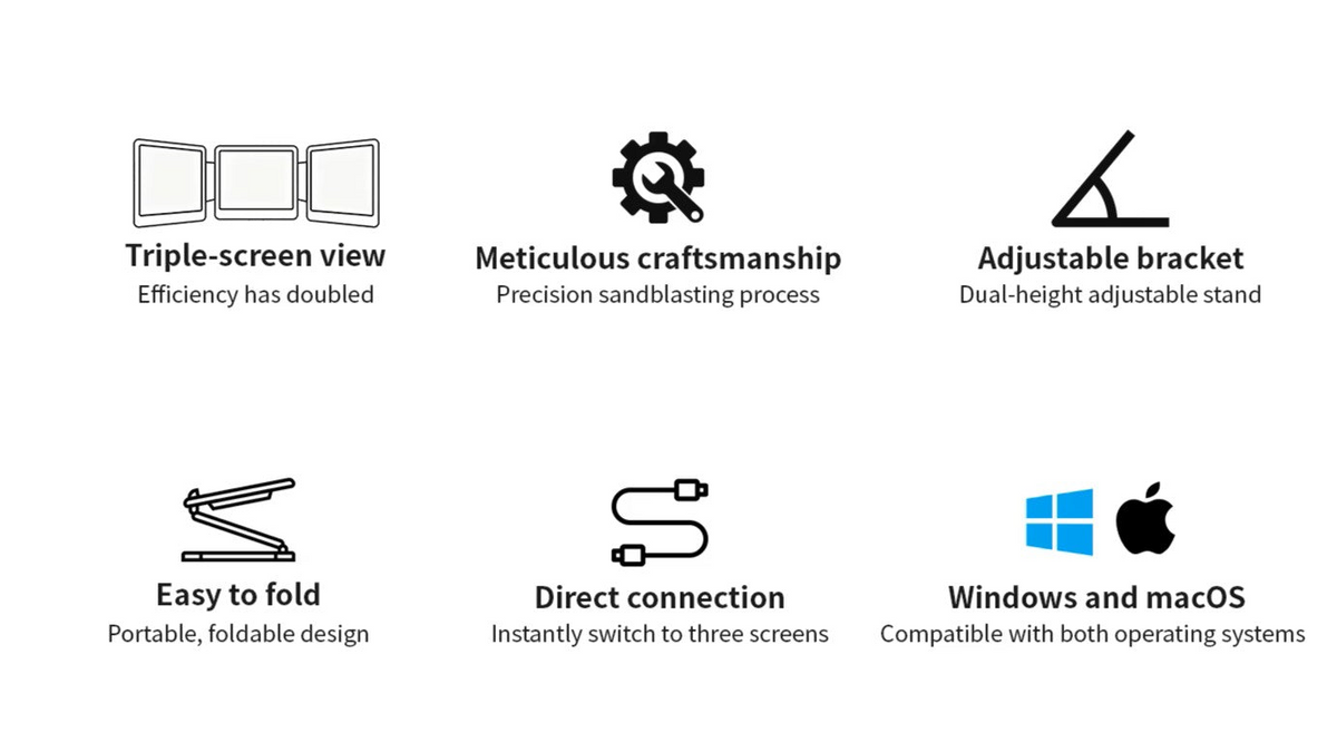 NexDeskPro™ Foldable Triple-Screen Workstation
