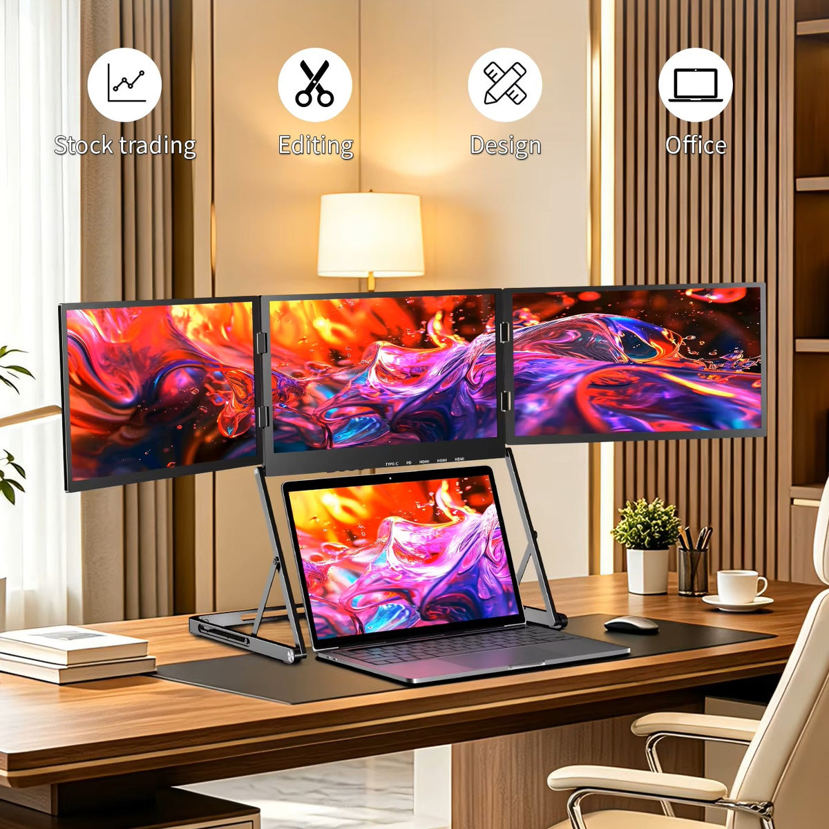 NexDeskPro™ Foldable Triple-Screen Workstation